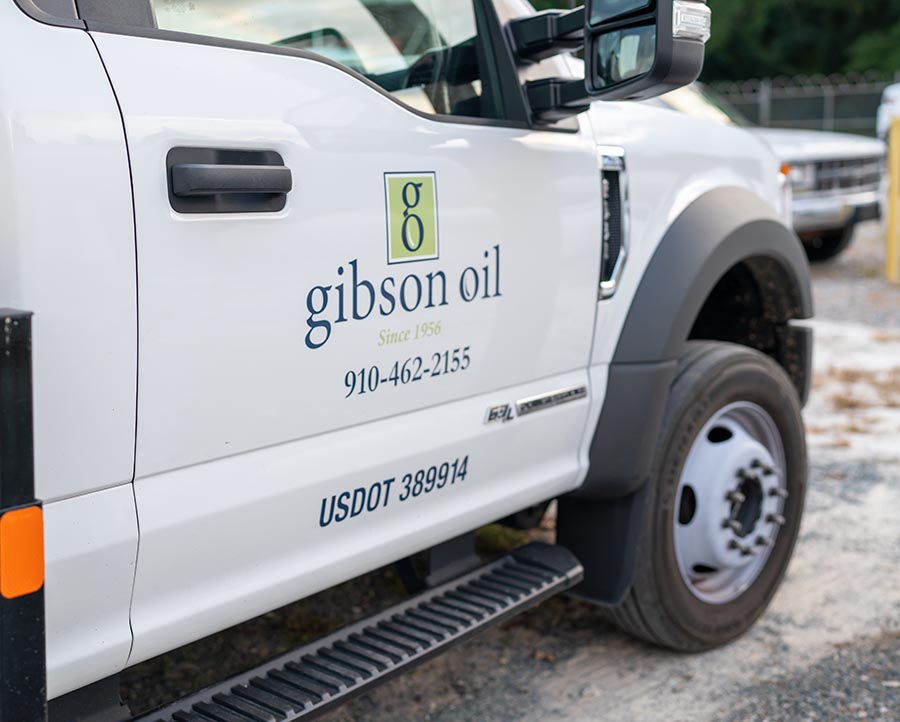 Close up of Gibson Oil & Propane installation truck