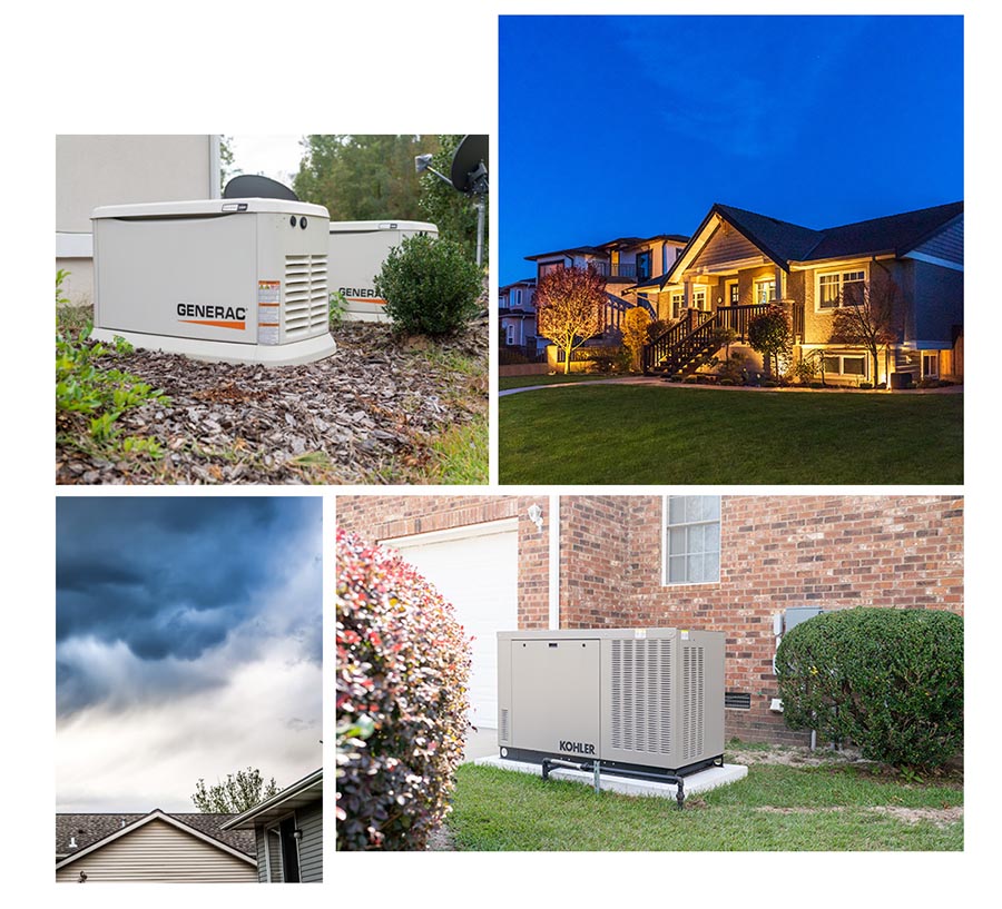 Collage of generators serviced by Gibson Oil & Propane